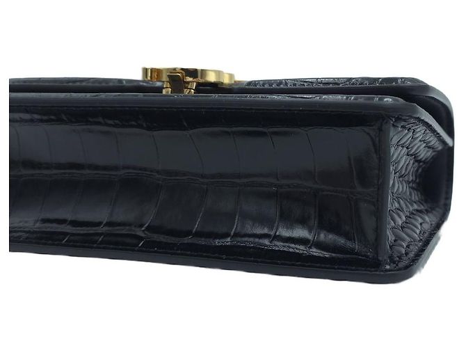Burberry Mini TB Bag Umhängetasche aus Krokoprägeleder mit Kette Schwarz - Ansicht 17