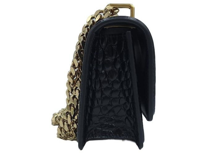 Burberry Mini TB Bag Umhängetasche aus Krokoprägeleder mit Kette Schwarz - Ansicht 4