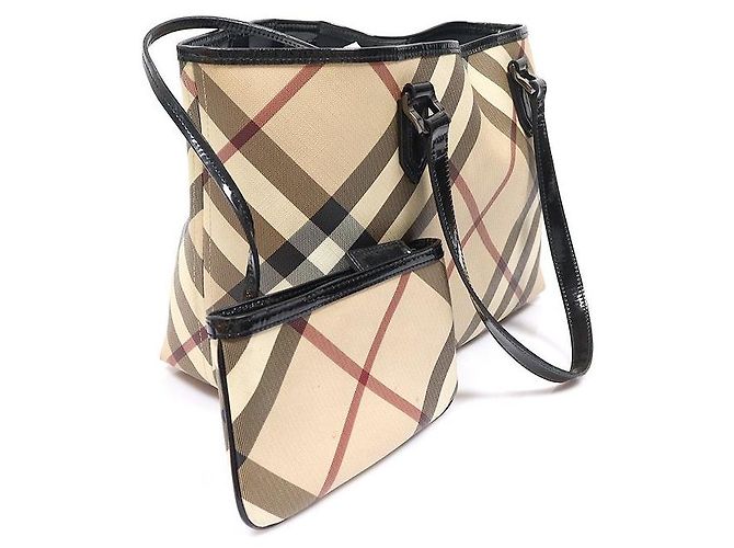 Burberry Borsa a tracolla Shopper Niki in tela PVC Super Nova Check Marrone - vista 2