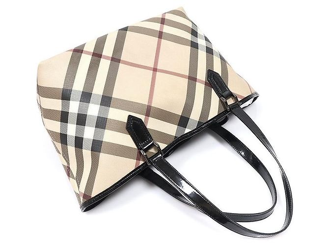 Burberry Borsa a tracolla Shopper Niki in tela PVC Super Nova Check Marrone - vista 3