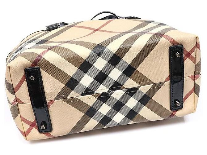 Burberry Borsa a tracolla Shopper Niki in tela PVC Super Nova Check Marrone - vista 4