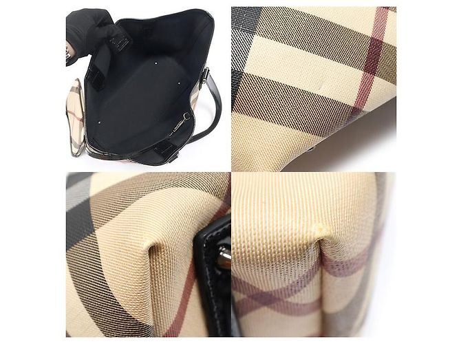 Burberry Borsa a tracolla Shopper Niki in tela PVC Super Nova Check Marrone - vista 5