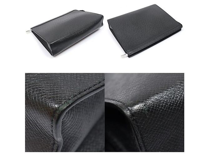 Louis Vuitton Pochette Voyage MM Clutch in pelle Taiga nera Nero - vista 5