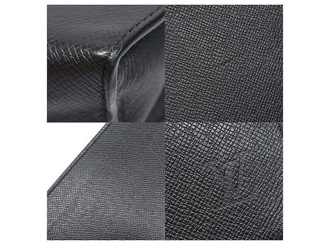 Louis Vuitton Pochette Voyage MM Clutch in pelle Taiga nera Nero - vista 6