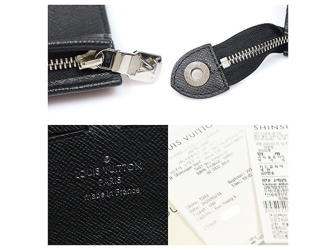 Louis Vuitton Pochette Voyage MM Clutch in pelle Taiga nera Nero - vista 7