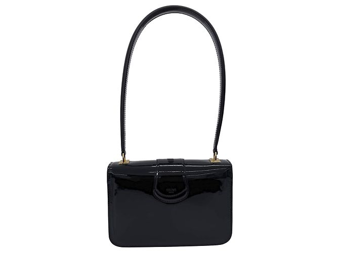 Céline Sac à épaule Josephine en cuir de veau verni Thin Black Noir - vue 4