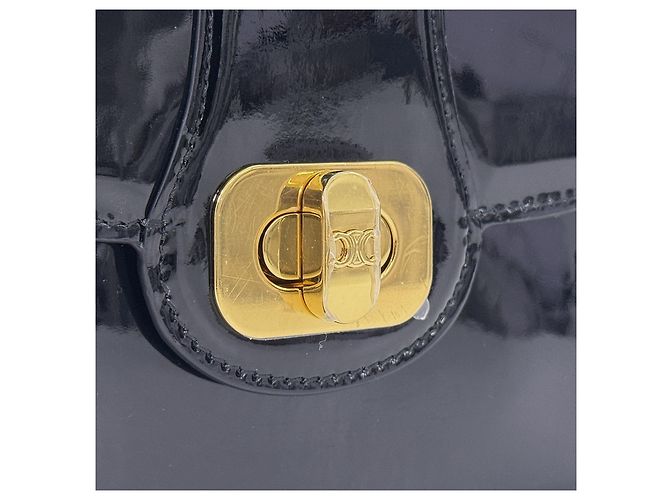Céline Sac à épaule Josephine en cuir de veau verni Thin Black Noir - vue 8