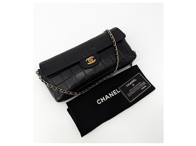 Chanel Borsa a spalla baguette Chocolate Bar in pelle di agnello Nero - vista 2
