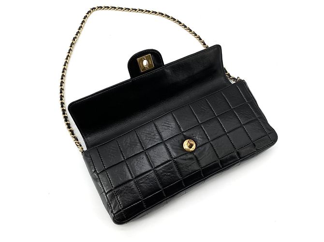 Chanel Borsa a spalla baguette Chocolate Bar in pelle di agnello Nero - vista 7