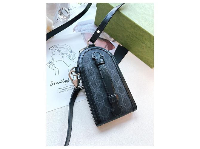 Gucci Borsa crossbody mini GG Supreme unisex Nero - vista 11