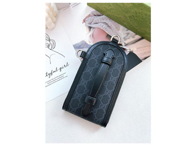 Gucci Borsa crossbody mini GG Supreme unisex Nero - vista 23