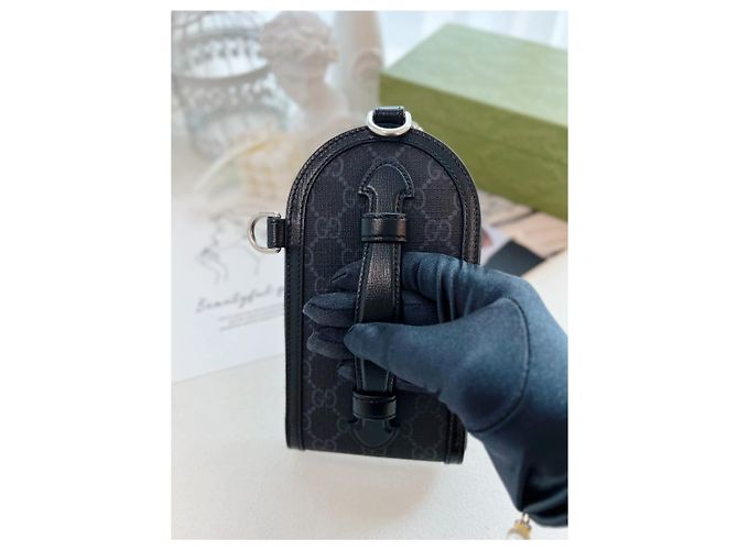 Gucci Borsa crossbody mini GG Supreme unisex Nero - vista 24