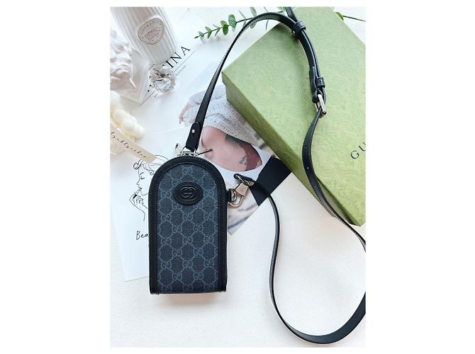 Gucci Borsa crossbody mini GG Supreme unisex Nero - vista 6