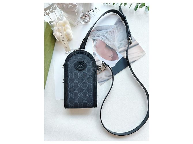 Gucci Borsa crossbody mini GG Supreme unisex Nero - vista 9