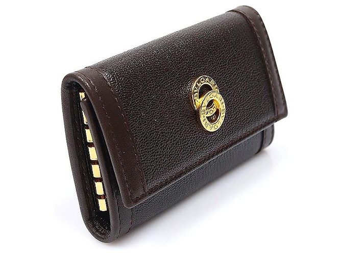 Bulgari Custodia per chiavi in pelle di capra marrone - vista 3