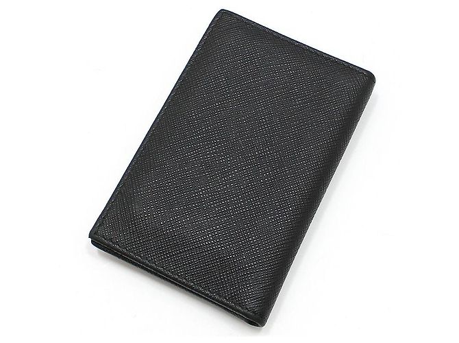 Prada Triangle Logo Card Wallet in Black Saffiano Leather - view 4