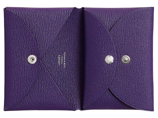 Hermès Tarjetero compacto Calvi Duo Púrpura - vista 4