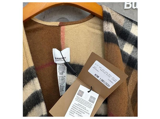 Burberry Cape-Mantel mit Riesenkaro und Fransen Beige Braun - Ansicht 4