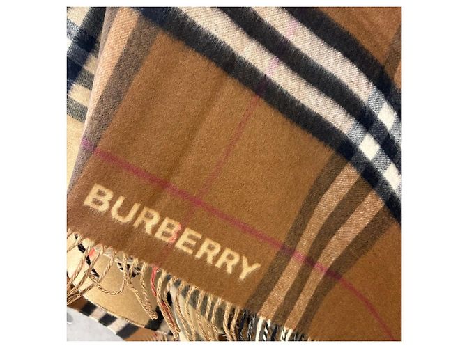Burberry Cape-Mantel mit Riesenkaro und Fransen Beige Braun - Ansicht 5