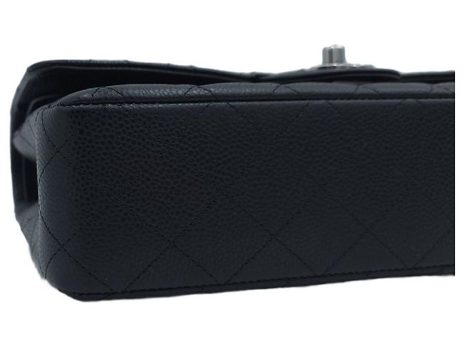 Chanel Borsa a tracolla Medium Classic Double Flap in pelle caviar con hardware argento Nero - vista 16