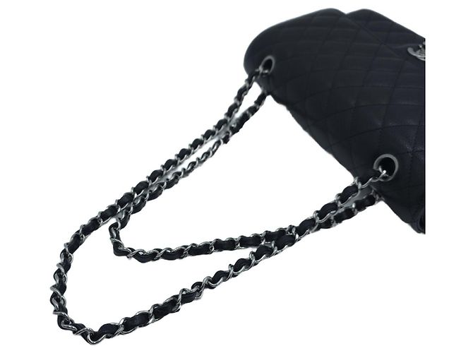 Chanel Borsa a tracolla Medium Classic Double Flap in pelle caviar con hardware argento Nero - vista 8
