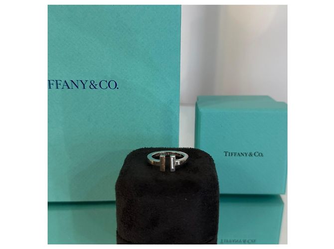 Tiffany & Co Anello Quadrato Oro Bianco - vista 2