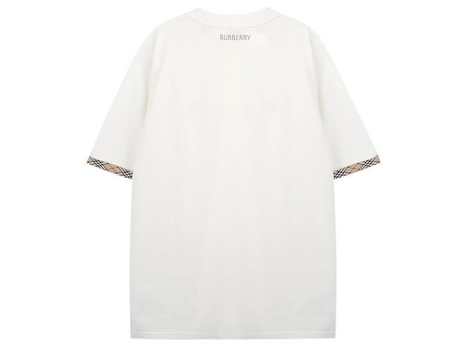 Burberry Check Trim Baumwoll-T-Shirt Weiß - Ansicht 4