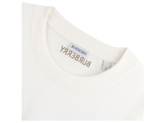 Burberry Check Trim Baumwoll-T-Shirt Weiß - Ansicht 5