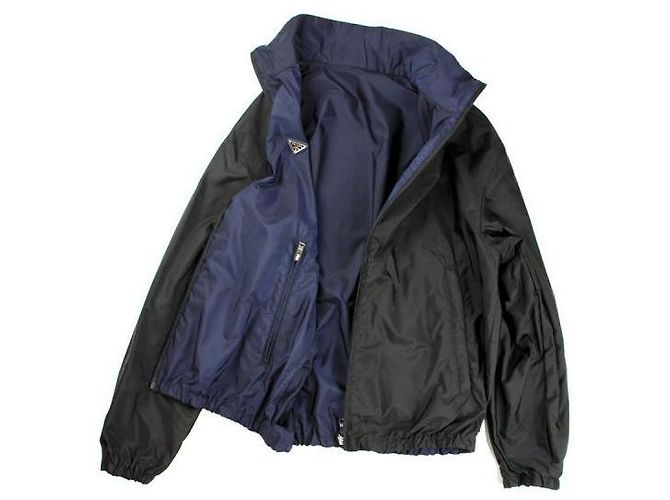 Prada Wendbare Nylon-Jacke mit Reißverschluss Blau - Ansicht 7