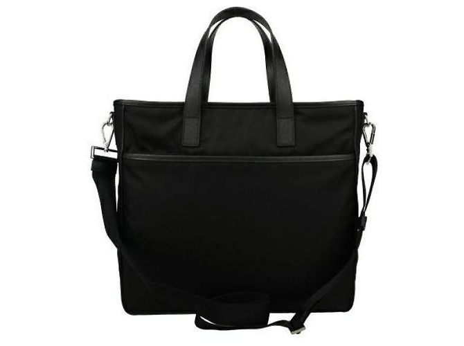 Prada Borsa tote in nylon e pelle Saffiano Nero - vista 5