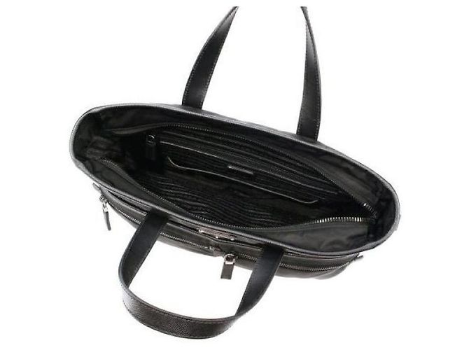 Prada Borsa tote in nylon e pelle Saffiano Nero - vista 8