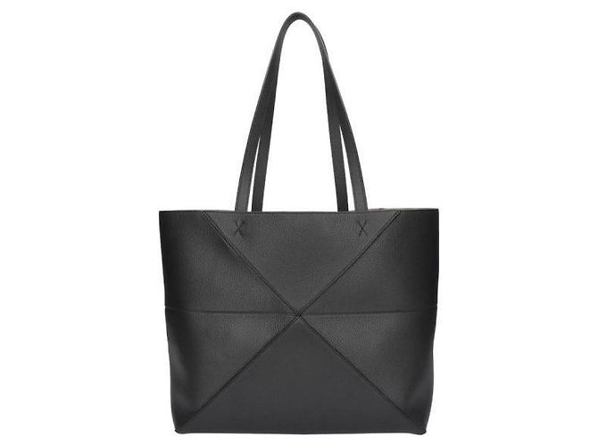 Loewe Tote Horizontal Puzzle Fold Medium in vitello grana morbida Nero - vista 3