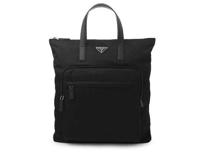 Prada Borsa Tote in Nylon e Pelle Saffiano Nero - vista 4