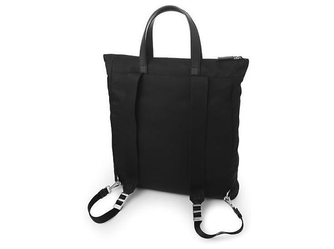 Prada Borsa Tote in Nylon e Pelle Saffiano Nero - vista 5