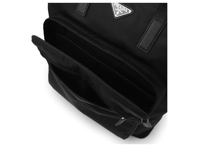 Prada Borsa Tote in Nylon e Pelle Saffiano Nero - vista 8