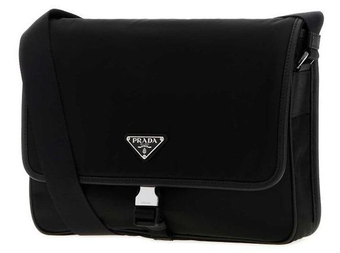 Prada Borsa a tracolla in pelle Saffiano e nylon Nero - vista 4