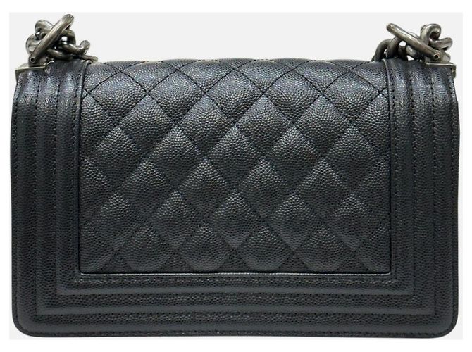 Chanel Boy Small Flap Bag Black Caviar Vintage Silver Hardware Schwarz - Ansicht 2
