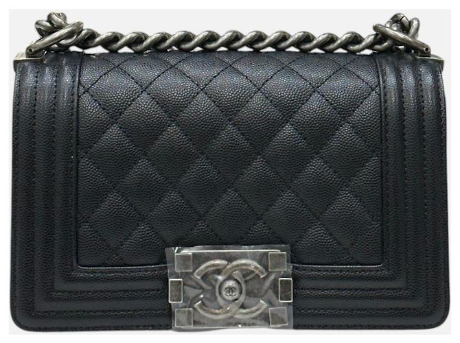 Chanel Boy Small Flap Bag Black Caviar Vintage Silver Hardware Schwarz - Ansicht 3