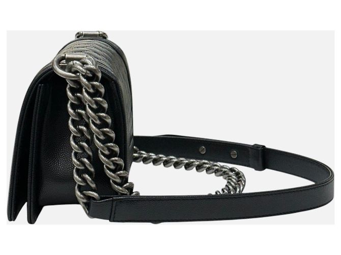 Chanel Boy Small Flap Bag Black Caviar Vintage Silver Hardware Schwarz - Ansicht 5