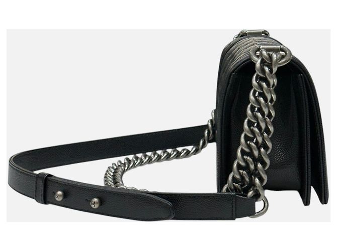 Chanel Boy Small Flap Bag Black Caviar Vintage Silver Hardware Schwarz - Ansicht 6