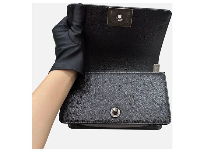 Chanel Boy Small Flap Bag Black Caviar Vintage Silver Hardware Schwarz - Ansicht 7