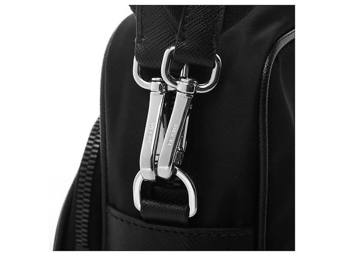 Prada Borsa a tracolla in nylon e pelle Saffiano Nero - vista 10