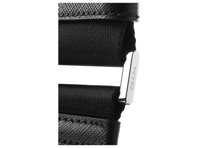 Prada Borsa a tracolla in nylon e pelle Saffiano Nero - vista 12