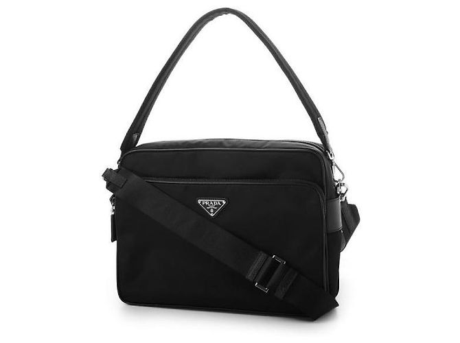 Prada Borsa a tracolla in nylon e pelle Saffiano Nero - vista 3
