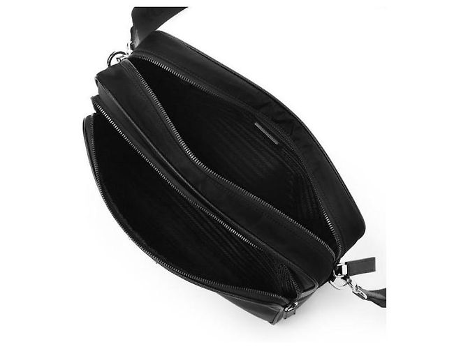 Prada Borsa a tracolla in nylon e pelle Saffiano Nero - vista 5