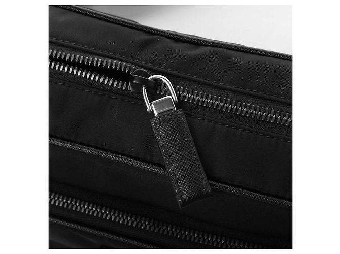 Prada Borsa a tracolla in nylon e pelle Saffiano Nero - vista 8