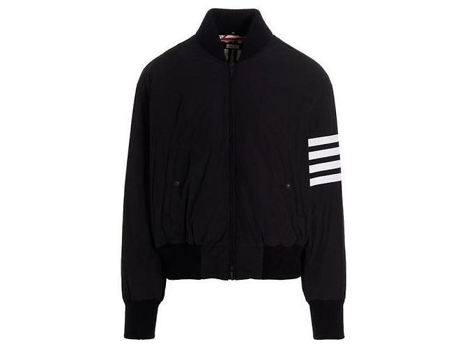 Thom Browne Oversized gesteppte Blouson mit Bar-Streifen aus Polyester-Twill Blau - Ansicht 3