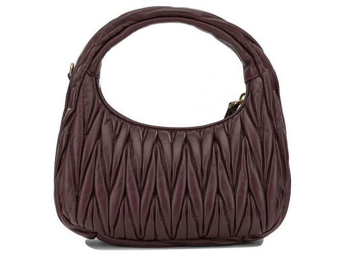 Miu Miu Borsa Hobo Wonder Materasse in pelle Napa Rosso - vista 4
