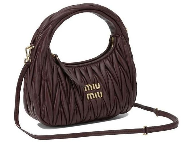 Miu Miu Borsa Hobo Wonder Materasse in pelle Napa Rosso - vista 5