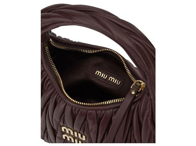 Miu Miu Borsa Hobo Wonder Materasse in pelle Napa Rosso - vista 6